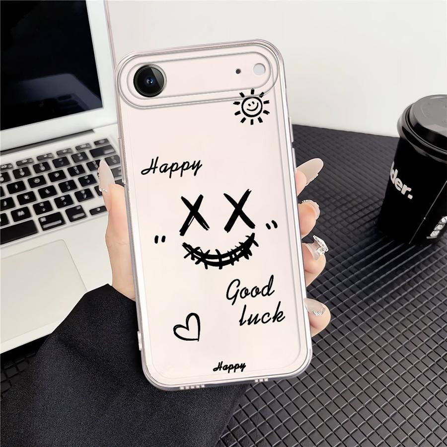 Happiness Good Luck Phone Case for Apple iPhone XR 12 7 8 14 15 Air 13 Mini 12 Pro MAX 17 16 Plus 16e 11 Face Soft Cover