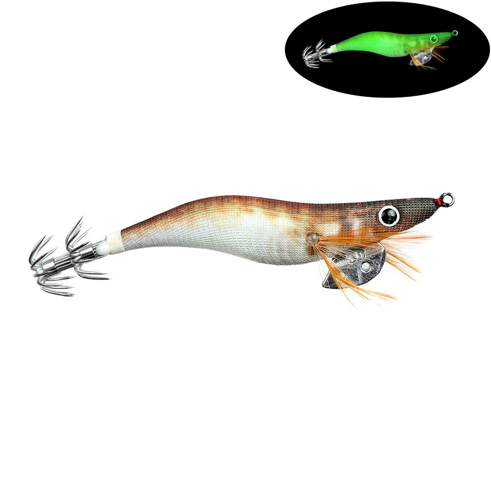 Luminous Wood Shrimp Lure Bait2.0 2.5 3.0Colorful Imitation Squid Shrimp Umbrella Hook Sea Fishing Special Bait