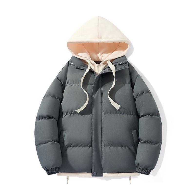 Qisenwei Winter Streetwear Faux Two-Piece Cotton Jacket – Windproof Waterproof Youth Puffer Jacket