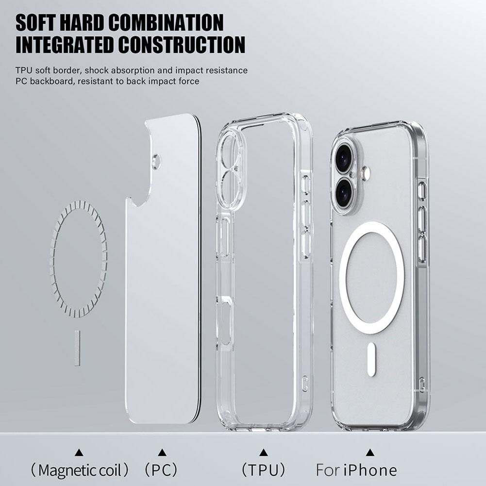 Luxury Clear Shockproof MagSafe Magnetic Case for iPhone 17 Air 17Pro 17 Pro Max Hard Back Cover Support Wireless Charging