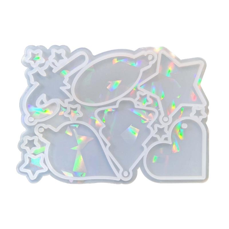 Jewelry Casting Mold Christmas Silicone Mold Holographic Resin Mold for DIY Wind Chime Keychains Ornament Pendant