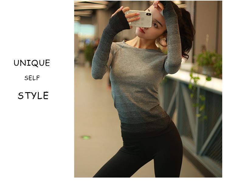 Women's Gradient Long Sleeve Slim Fit Yoga and Fitness Top