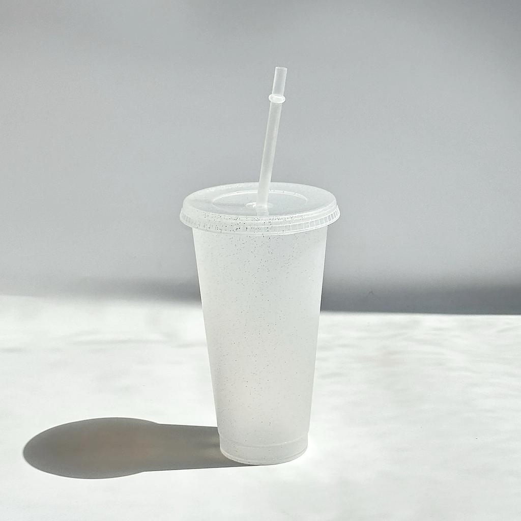 5pcs 24oz plastic cups with lids&straw reusable water bottle party cold cups Hard Plastic Cup Wedding Party Summer Drinkware