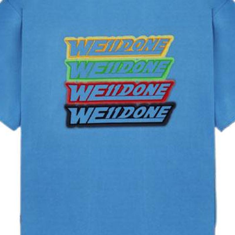 WE11DONE Colorful Barrage Logo Contrast Series Round Neck Short Sleeve T-Shirt Unisex T-Shirts WD-TT1-22-652-U-SK