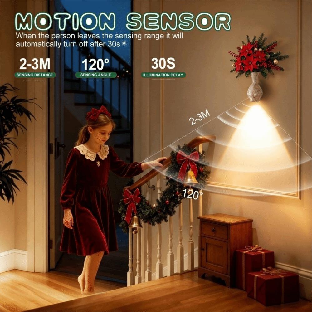 Christmas Vase Shape Night Light No Drilling Wall Decoration Magnetic Wall Light Bedroom