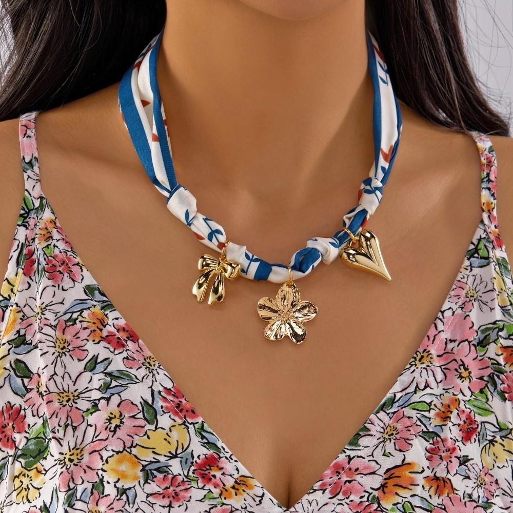 Adjustable Bohemian Scarf Necklace Vintage Neck Chain Sweet Cherry Strawberry Choker Casual Wear