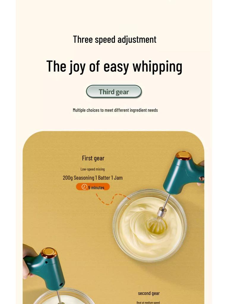 Cordless Automatic Electric Egg Beater & Handheld Whisk for Baking