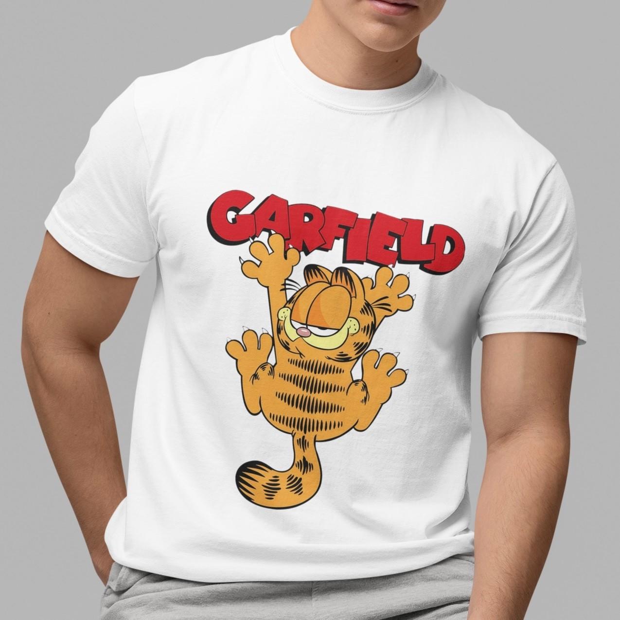Garfield T Shirt Funny Carton Cat Graphic Tee Vintage Retro Style White Unisex S
