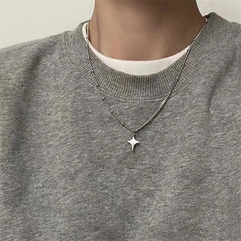 Kpop Cool Punk Vintage Star Pendant Chains Necklace For Men Women Egirl Hip Hop 90s Grunge Aesthetic EMO Jewelry Y2k Accessories