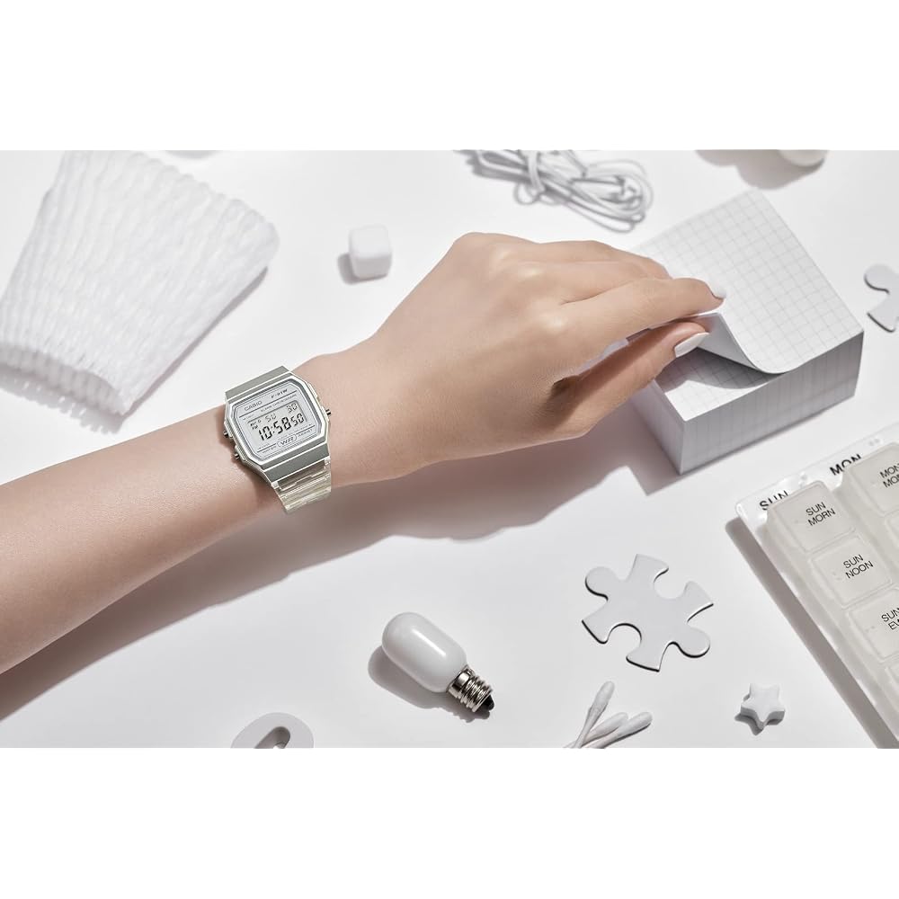 Casio Quartz Watch with Resin Strap, Clear, 20 (Model: F-91WS-7CF)