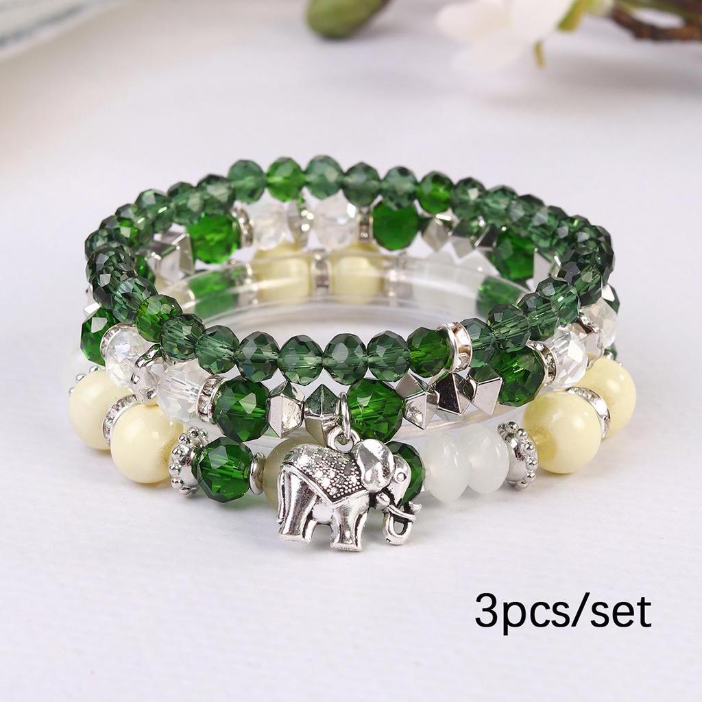 Retro Bohemian Elephant Pendant Metal Bracelet