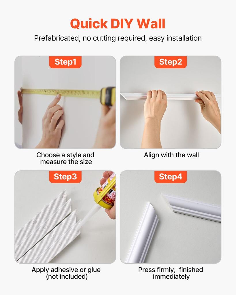 Wall Molding 12 Pack, 51 X 51 Cm Wainscoting Panels Kit, Lightweight Paintable Polystyrene, Easy To Install, Waterproof Accent Wall Trim for Interior