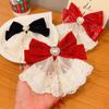 Sweet Lace Big Red Bow Clip Princess Shiny Hairpin Headdress Accessories