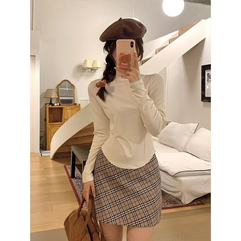 

Футболка с длинными рукавами и полуводолазкой для женщин на осень и зиму, новая утягивающая футболка с бахромой и бархатным внутренним воротником средней длины с нерегулярным вырезом XL