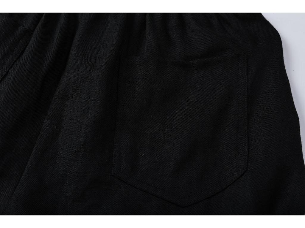 2026 Spring/Summer Tencel Linen Wide-Leg Women's Pants with Contrast Stitching