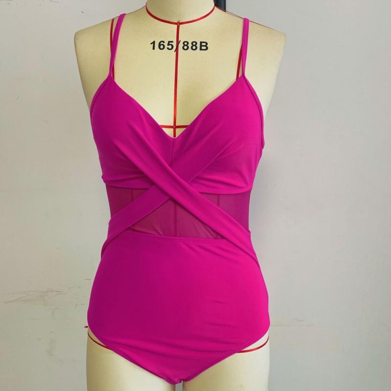 One-piece Swimsuit Cross-piece Sexy Backless Mesh Splicing Bikini Women
