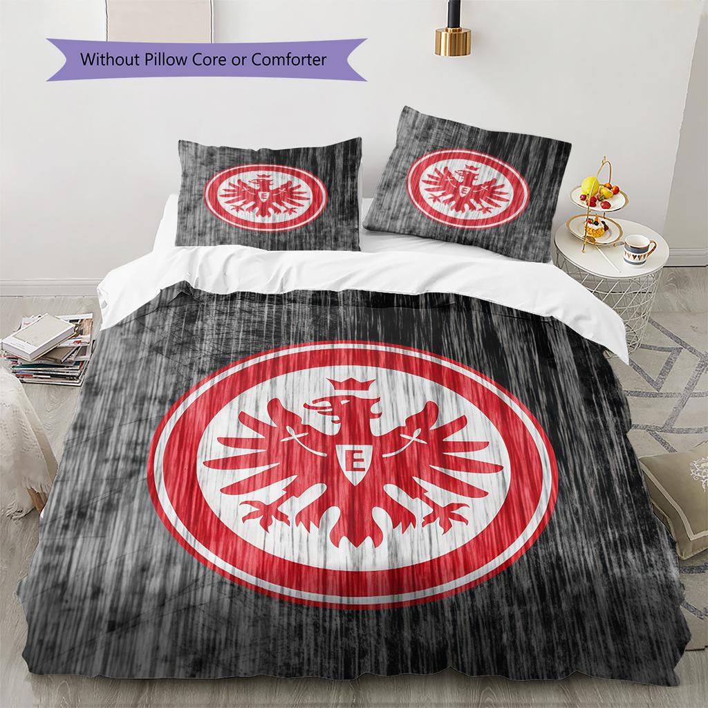 Black‑Red Eintracht Frankfurt Pattern Bedding Quilt Set Home Decoration Gift (1 * duvet cover + 2 * pillowcase without core).xwn