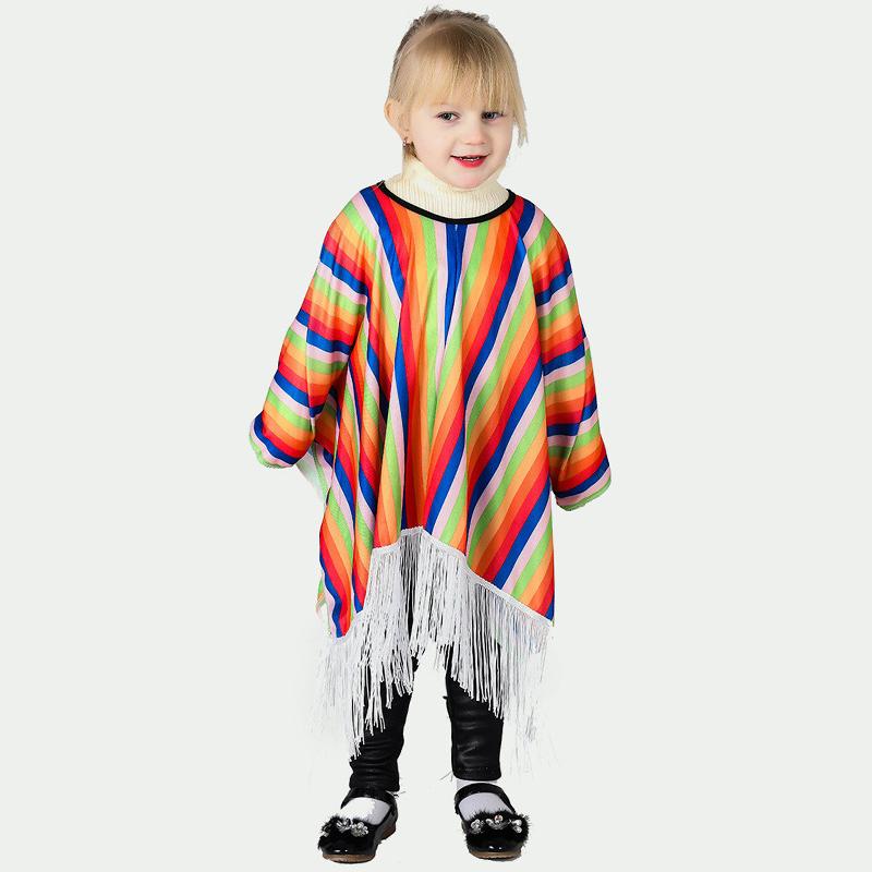 

Sydanne Детский Праздничный Костюм Мексиканский Плащ Этнический стиль одежда Мальчик Девочка Красочный Полосатый Плащ Косплей Костюмы на Хэллоуин 90 x 90 cm