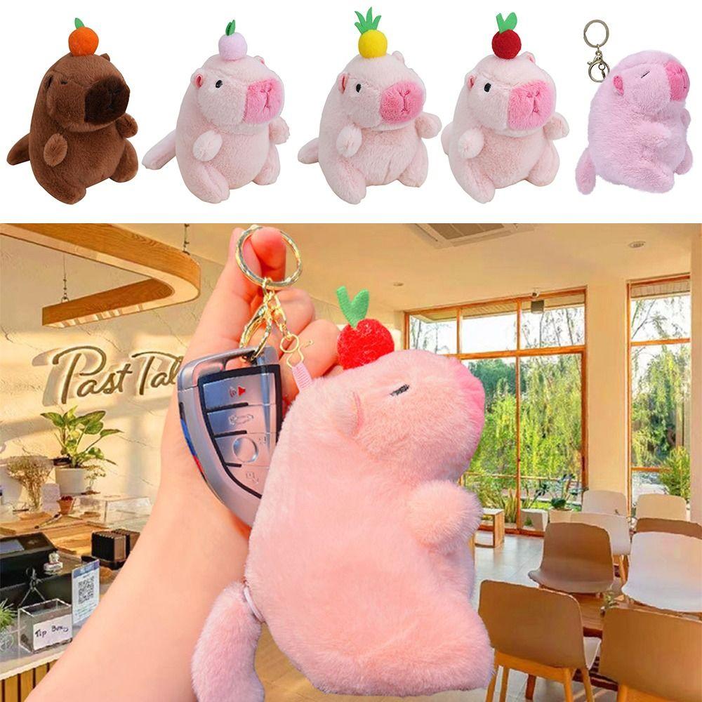 Plush Wagging Tail Capybara Doll Cute Fluffty Animal Doll Creative Cartoon Capybara Doll  Kids Toy