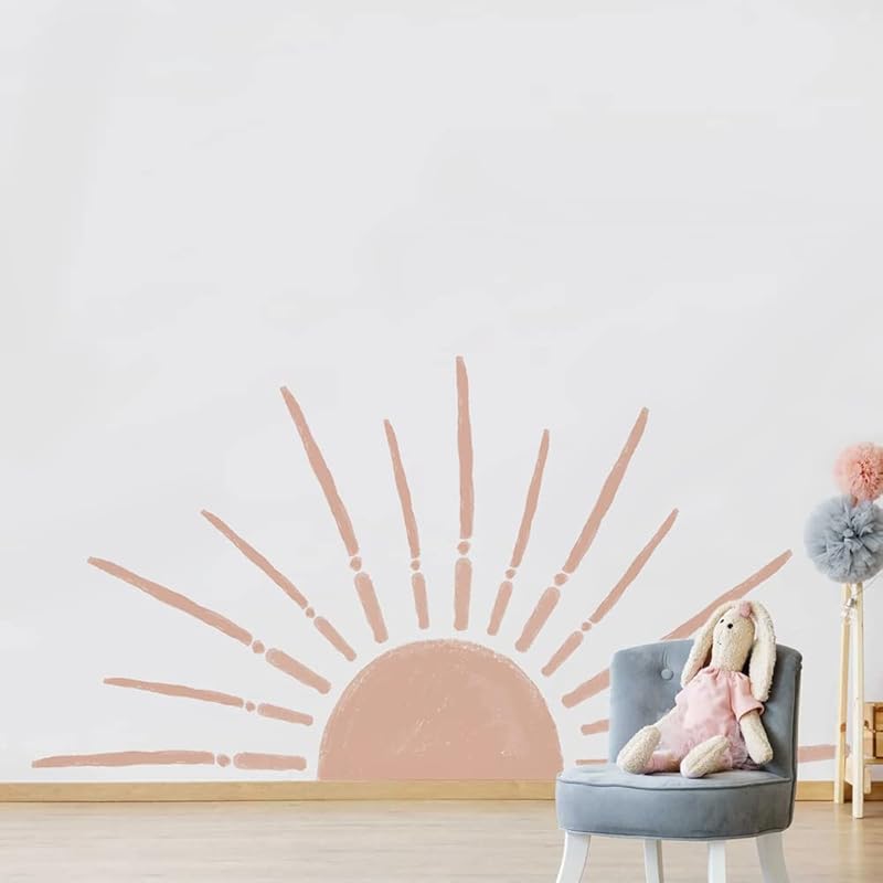 Half Sun Wall Decal for Kids Room - Sunshine Wall Stickers Vinyl Wall Decals Nursery Wall Decal Removable Peel and Stick Wall Decals for Nursery Kids