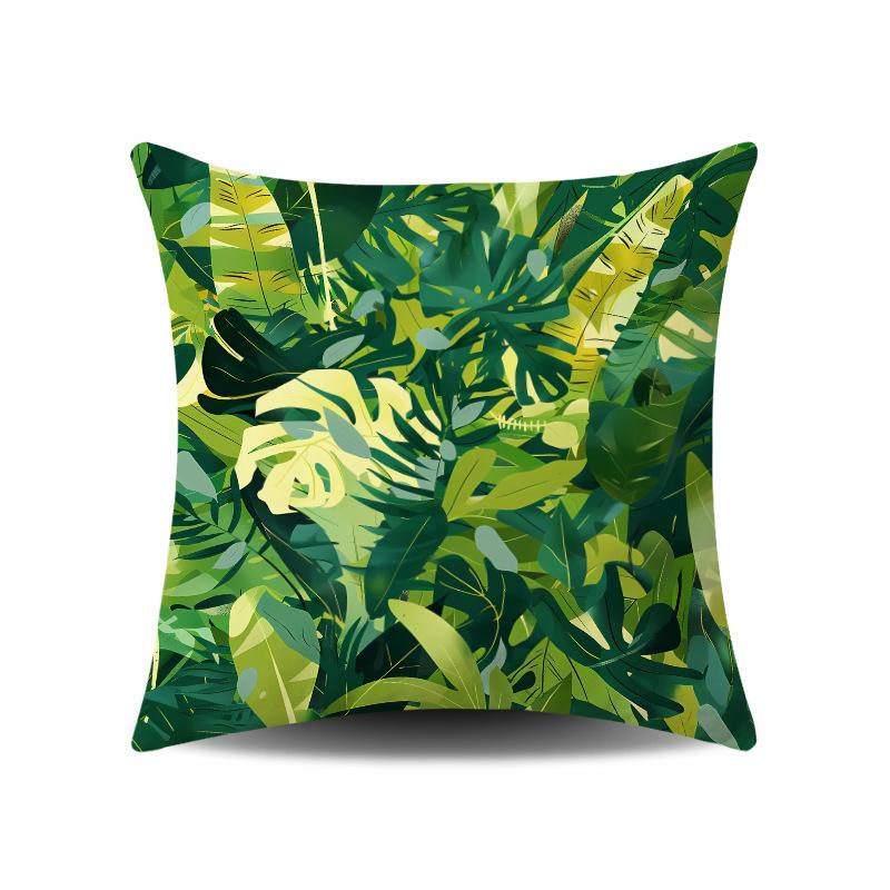 Summer Green Small Fresh Tropical Plant Digital Printing Sofa Pillow Office Car Universal Waist Cushion