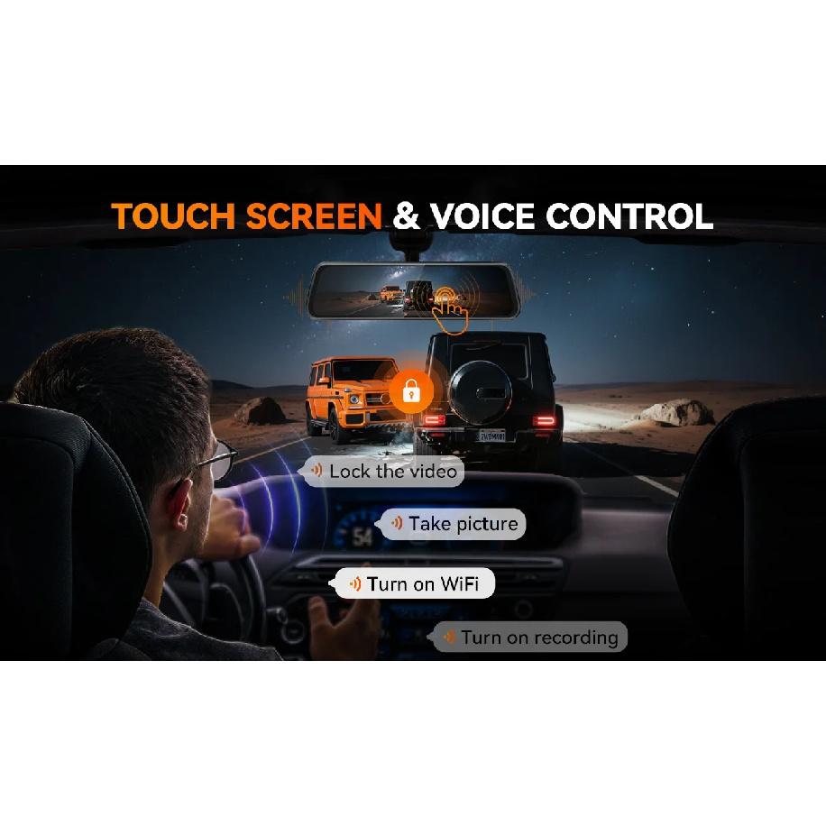 WOLFBOX M40 Dash Cam 4K+1080P With Voice Control ADAS Built in 5GHZ WI-FI and GPS Video Recorder Front and Rear Dash Camera