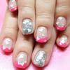 Valentine's Day Glossy Heart Rose Pink Glitter Press-On Nails - 24 Simple Wearable Stickers