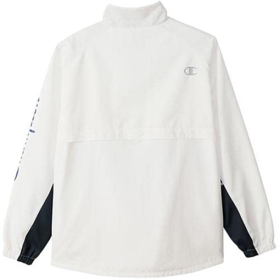 Champion Long Sleeve Windbreaker Size with Logo Men's Jacket, C3-USC15, White, XL, Warm, Water-Repellent, Windproof, One-Point