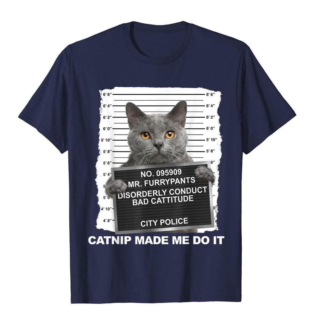 Kocimiętka mnie do tego zmusiła Zabawny T-shirt dla kota Koszulka Klasyczne Zabawne Bawełniane Koszulki T-shirt Vintage Dla Mężczyzn Harajuku Streetwear