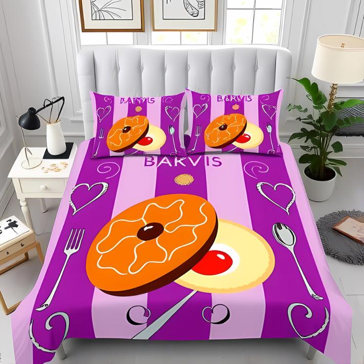 Biscuit Duvet Cover Sets For Kids Boys Girls Queen King Lightweight Quilt Covers Food Theme Bedding Set Room Decor No Comforter