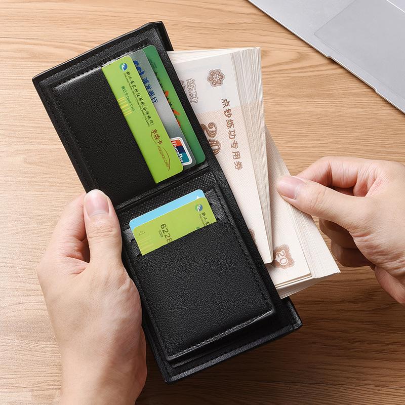 Men’s PU Leather Bifold Wallet Vintage Slim Credit Card Holder Business ID Cash Pocket Compact Coin Purse Retro Minimalist Wallet