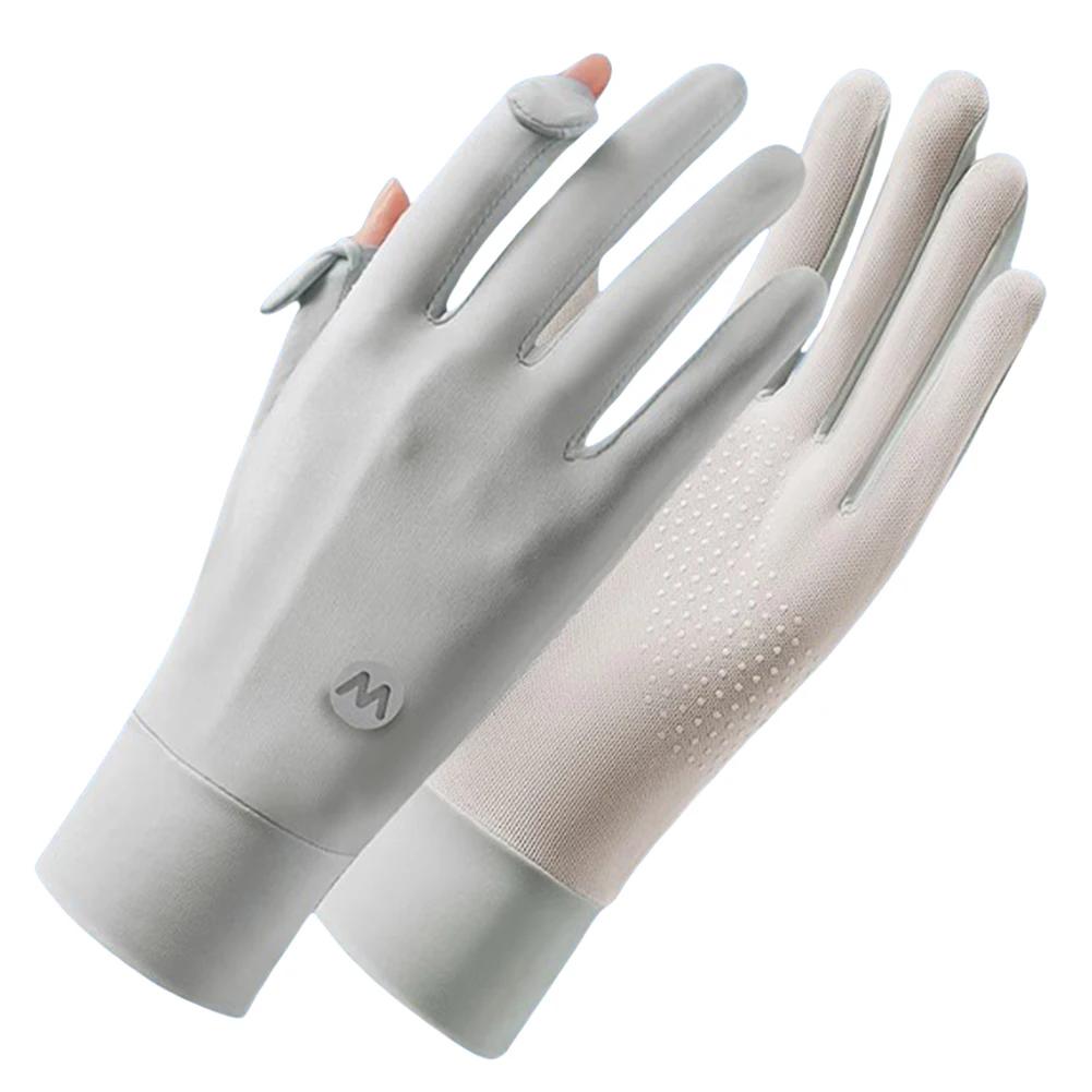 Women UV Sun Protection Gloves Breathable Touchscreen Sunblock Gloves Non Slip Ice Silk Cycling Gloves for Cycling Driving