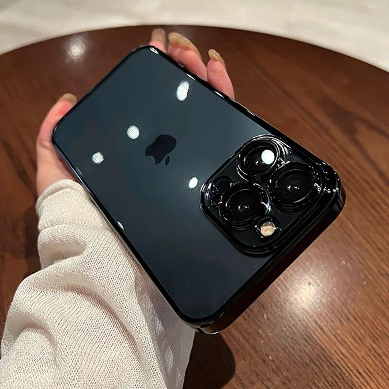 Luxury Square Clear Case For IPhone 14 Plus 13 11 12 Pro Max Mini XR X XS 7 8 SE2 Plating Frame Shockproof Lens Protect Cover