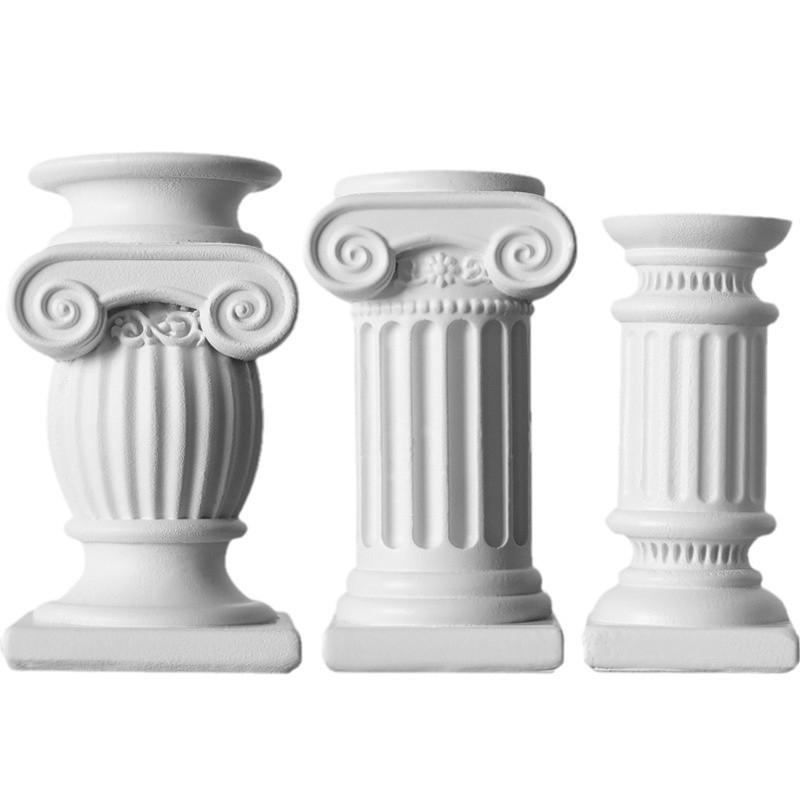 Columna Romana Estatua Columna Griega Portavelas Resina Figurilla Decoración de Escritorio para el Hogar Adorno Accesorio de Fotografía Detalle Arquitectónico