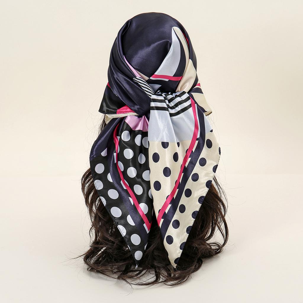 90*90cm Women Scarf Silk Feeling Hair Neck Square Brand Office Bandanna Muffler Waiter Flight Attendants Handkerchief Rings Wrap