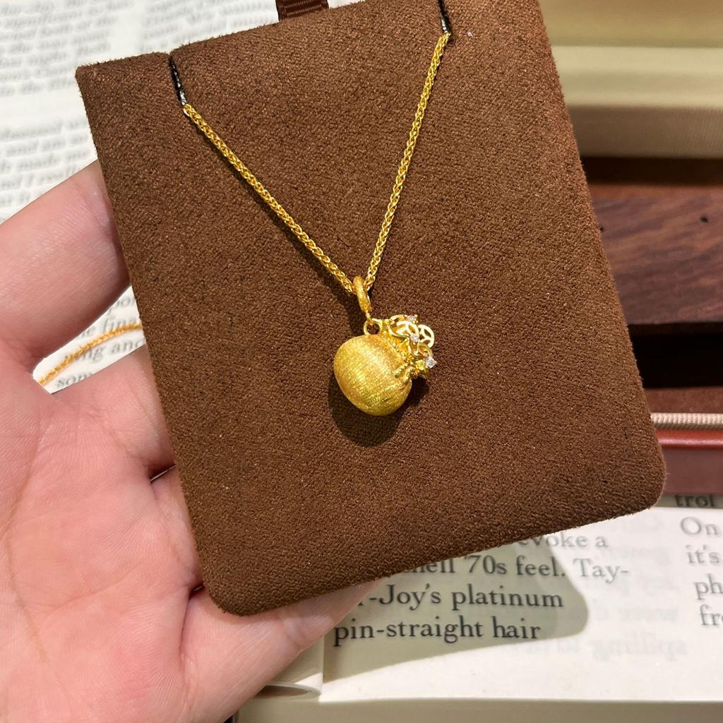 Point Diamond Brushed Small Lucky Bag Necklace Pendant Niche Light Luxury High Sense Collarbone Chain