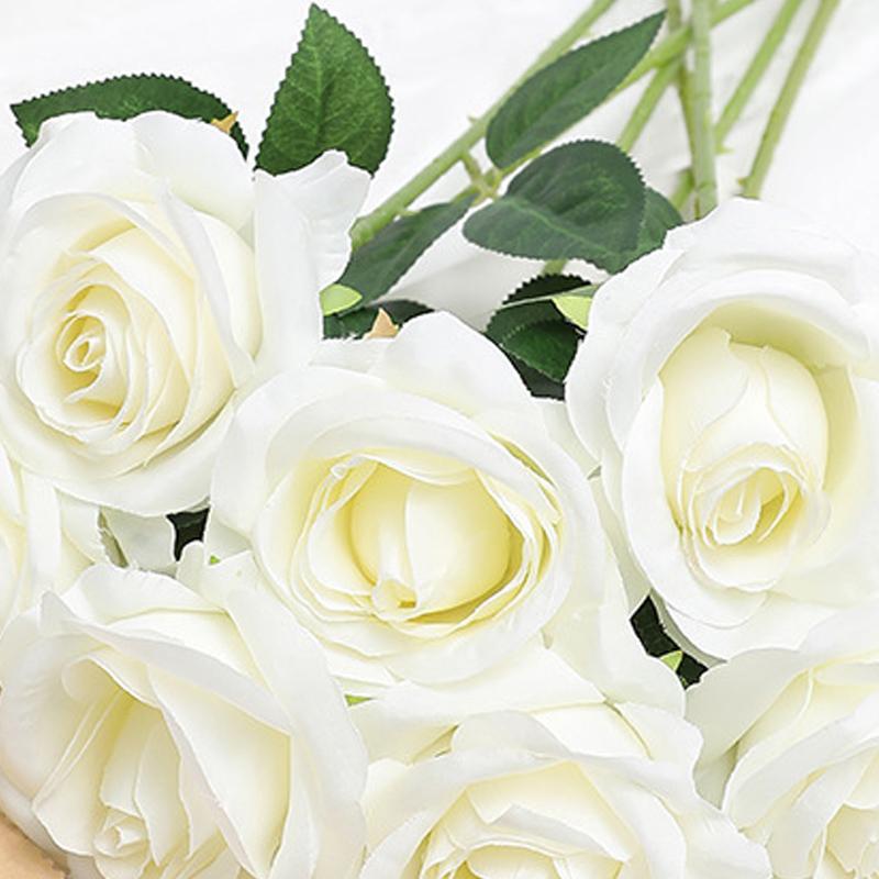 5pcs Artificial Flower Rose Bright Color Long Lasting Attractive Decorative Fake Silk Flower Decoration White