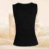 Women Thermal Vest Round Neck Sleeveless Thick Fleece Lining Bottom Vest Solid Color High-Elastic Fit Thermal Tops