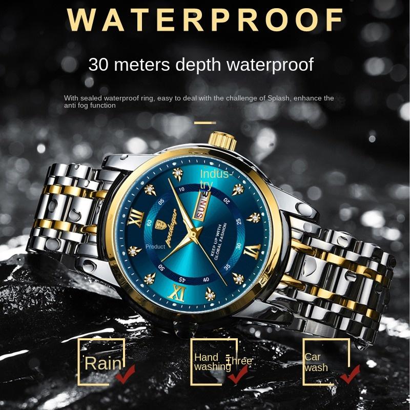 Marca Top À Prova D'água Novo Relógio Masculino Calendário Duplo Luminoso Relógio de Quartzo