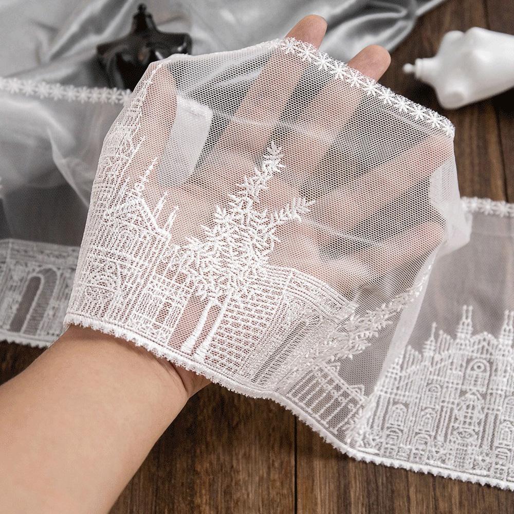 15CM Wide Wrinkled Pleated Tulle Lace Fabric Fringed Mesh Ribbon Wedding Dress Princess Skirts Hemlines Ruffle Trim Sewing Decor