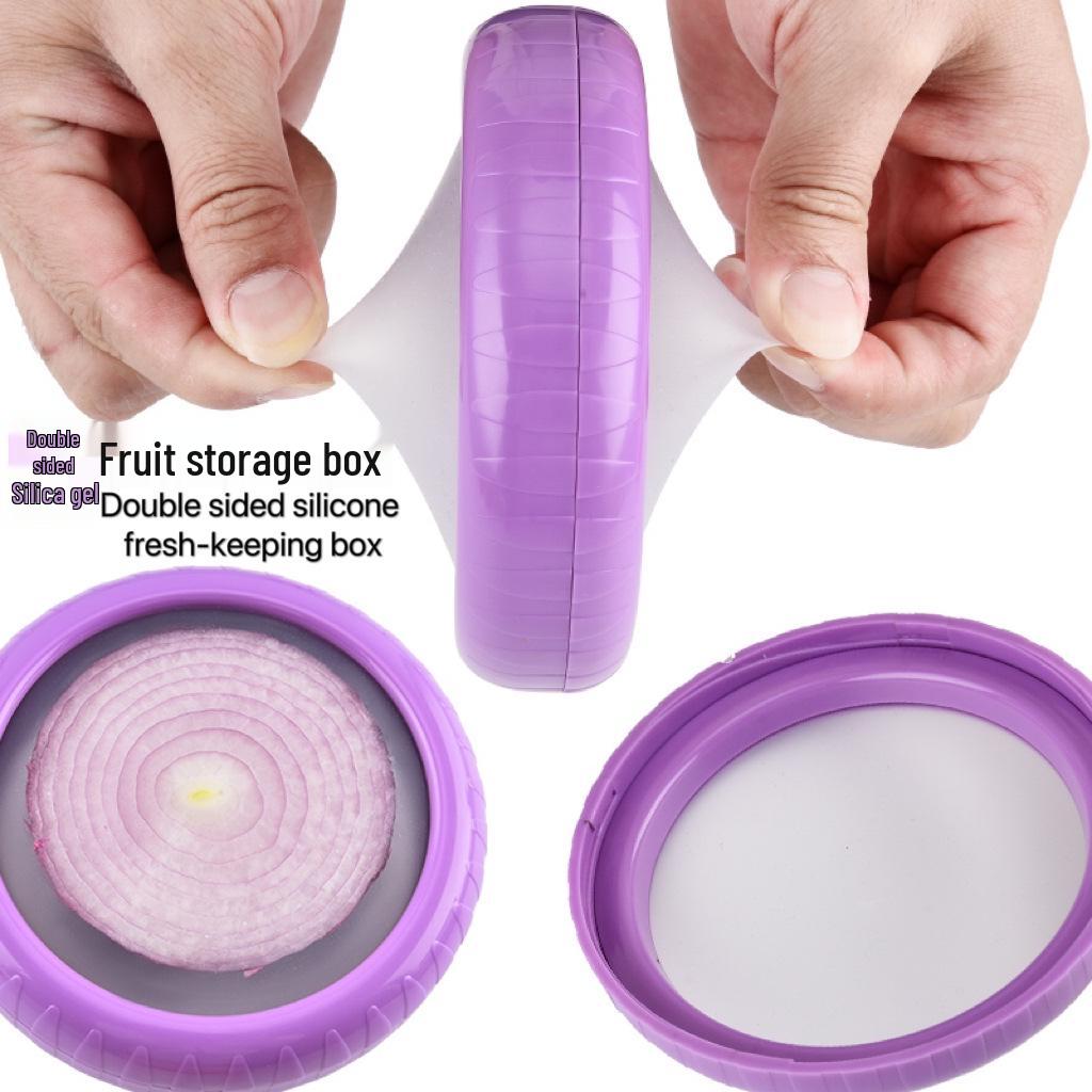 Dual-Sided Silicone Fresh-Keeping Box - Vegetable & Fruit Sealed Refrigerator Storage
