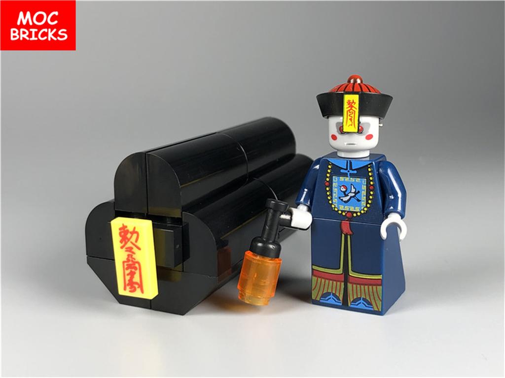 MOC Blocks Zombie Chinese Culture Coffin Halloween Model Action Figure Assembled Construction Bricks Plastic Material Dolls Playthings