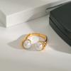 Fashion Imitation Pearl Geometric Open Ring Women  Stainless Steel Elegant Gold Plated Stacking Ring High Quality Jewelry Bijoux