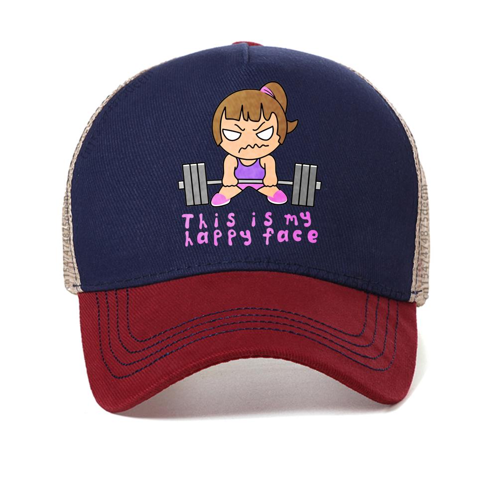 

Funny Gym Barbell Girl He Asked Me To Clean So I Did Three Sets baseball cap Otaku Women Lovely Graphic caps mesh snapback hat Adjustable