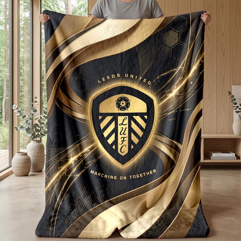 Coperta in Flanella con Stampa Leeds United, Morbida Calda Leggera Coperta da Divano Letto Campeggio