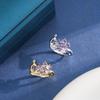 Purple Zircon Rhinestone Swan Ring - Trendy, Fashionable, and Exquisitely Individualistic Light Luxury Open Finger Ring