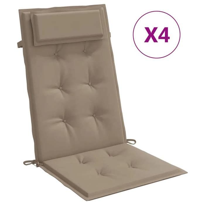 VidaXL High Back Chair Cushions Set of 4 Taupe Oxford Fabric, Cushion, Chair Cushion, Seat Cushion 361899