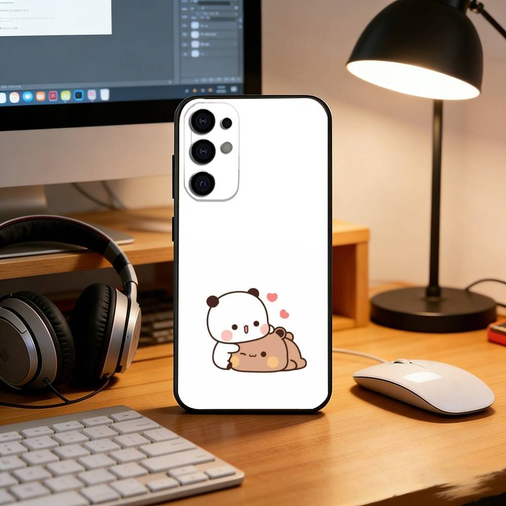 Cute Cartoon Bubu Dudu Phone Case Black Silicone Soft For Samsung S25,S24,S21,S22,S23,S30,Ultra,S20,Plus,Fe,Lite