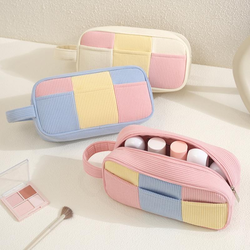Minimalist Corduroy Makeup Handbag Large Capacity Travel Cosmetics Storage Bag Makeup Bag For Women