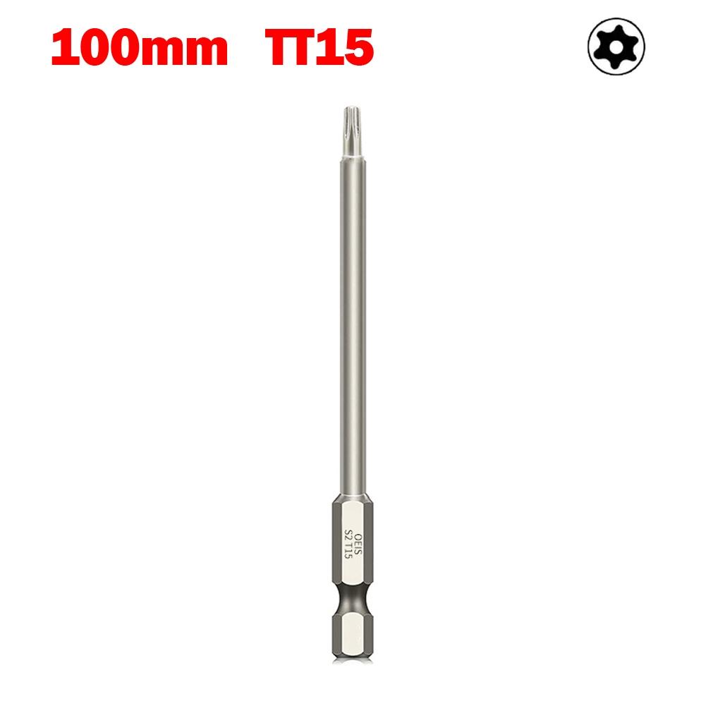 100mm Torx Screwdriver Bit with Standard Shank Diameter and Magnetic Feature